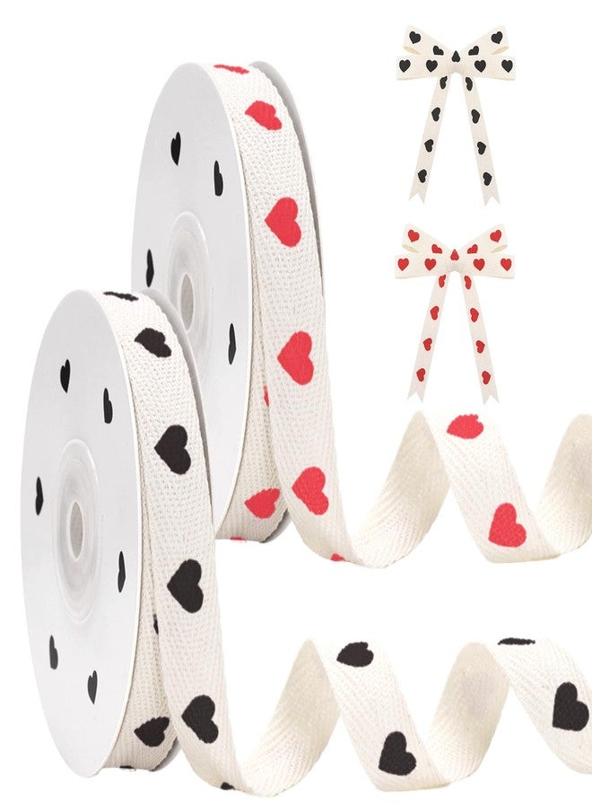 كينجلاك شريط قطني أحمر وأسود على شكل قلوب من كينغليك - 5/8 بوصة × 20 ياردة، شريط قطني مضلع على شكل قلوب لتغليف هدايا عيد الحب، أشرطة متعرجة للأعمال اليدوية، باقات الزهور، حفلات أعياد الميلاد، زينة حفلات الزفاف. - Image 1